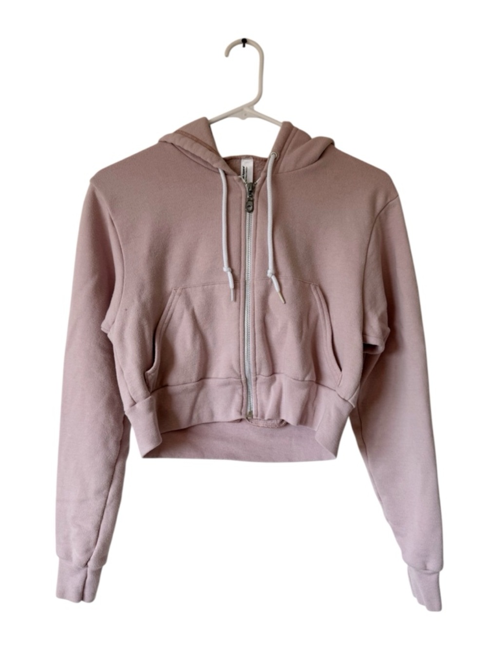 American Apparel Cropped Hooded Sweatshirt Jacket Pink